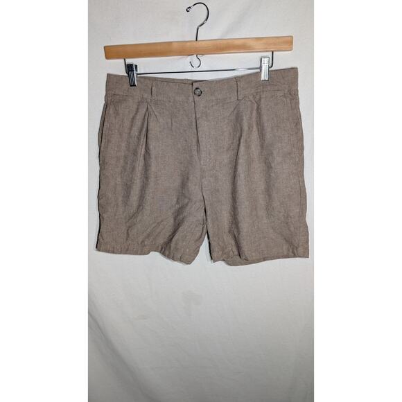 Old Navy Men's Linen Blend Pleated Slim Chino Shorts Sz 34 Sedimentary 7" Inseam - Picture 1 of 7